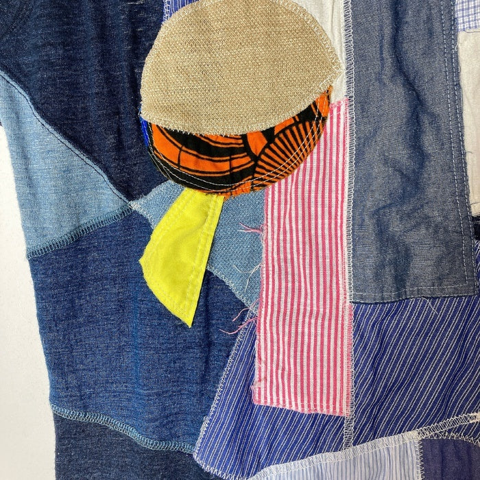 JUNYA WATANABE COMME des GARCONS MAN ジュンヤワタナベ コムデギャルソンマン WQ-T025 リネン パッチワークＴシャツ ネイビー sizeS 瑞穂店