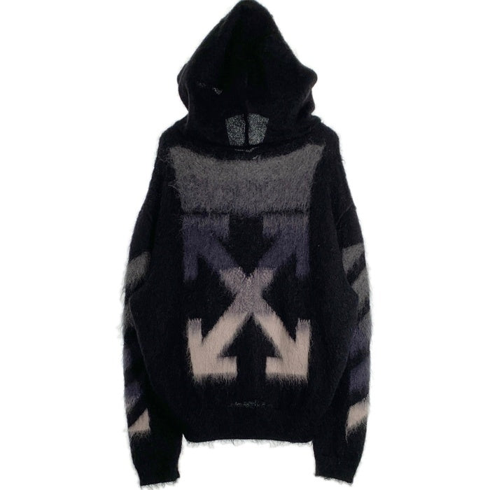 OFFーWHITE オフホワイト Diag Brushed Mohair Zip Hoodie モヘア ジップ フーディー パーカー ブラック OMHA073R20B02023 Size L 福生店