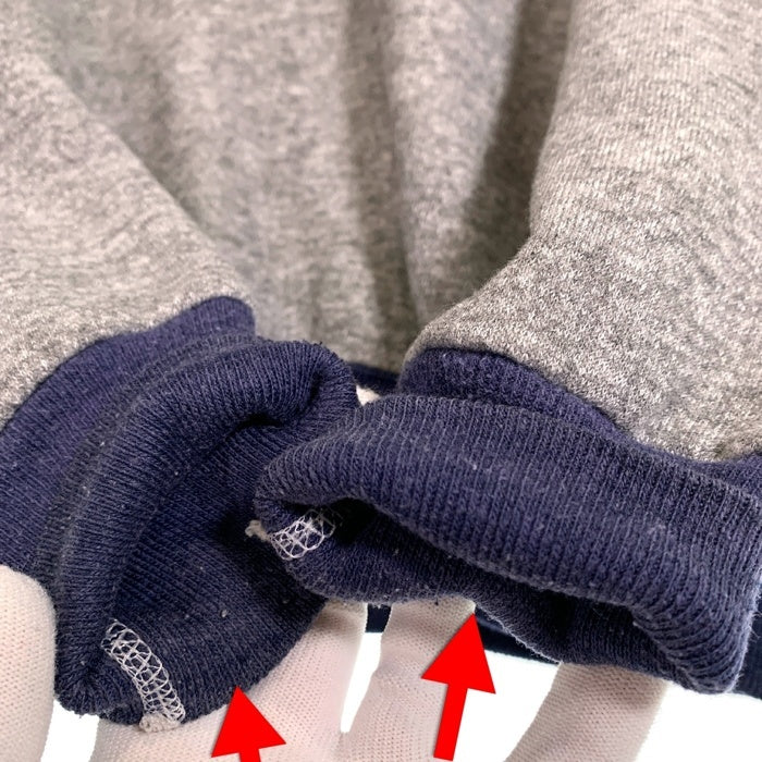 90's adidas アディダス トレフォイルプリント ラグランスリーブ スウェットトレーナー グレー ネイビー USA製 Size L 福生店