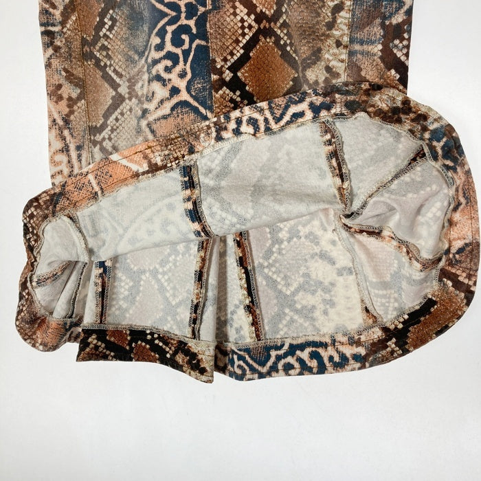 JUST Cavalli ジャストカヴァリ パイソン柄 金具ディテール スカート ブラウン size42 瑞穂店