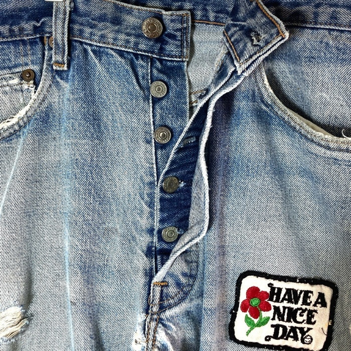 Levi’s リーバイス 501 USA製 ボタン裏6 66後期 8％表記 バックポケットチェーン デニムパンツ ライトインディゴ size- 瑞穂店