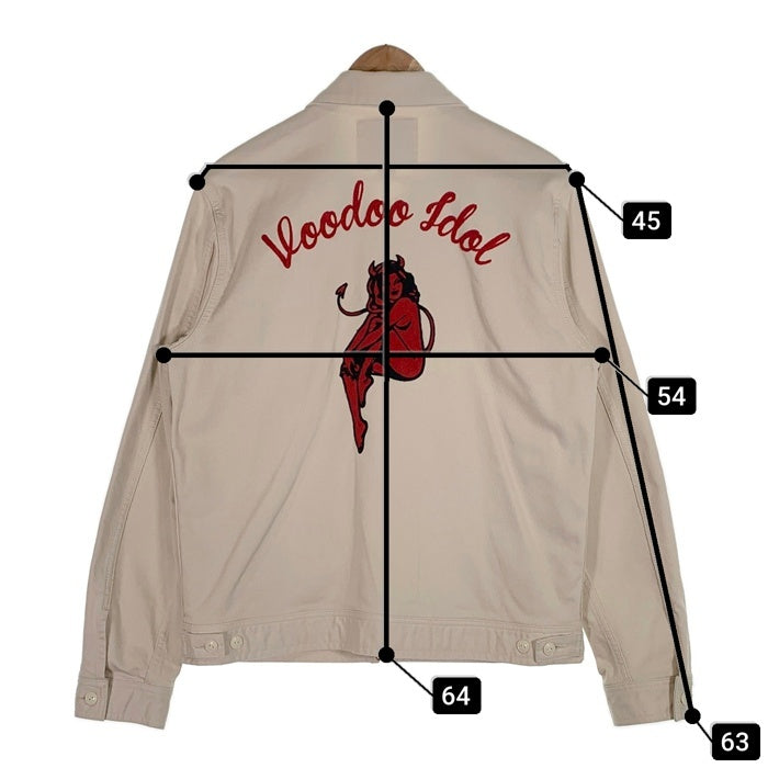 HYSTERIC GLAMOUR ヒステリックグラマー ベッドフォードコードストレッチ EVIL WOMAN ジップアップジャケット アイボリー 刺繡 0261AB07 Size L 福生店