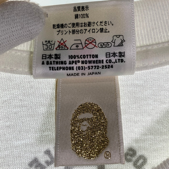 A BATHING APE アベイシングエイプ プリントTシャツ ホワイト 日本製 2008 ラインストーン Size M 福生店