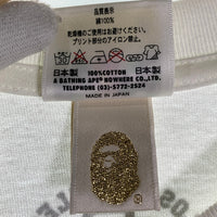 A BATHING APE アベイシングエイプ プリントTシャツ ホワイト 日本製 2008 ラインストーン Size M 福生店