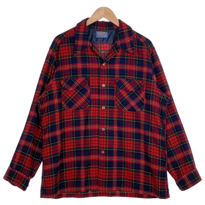 70's PENDLETON ペンドルトン ウール チェックシャツ 長袖シャツ レッド USA製 Size XL 福生店