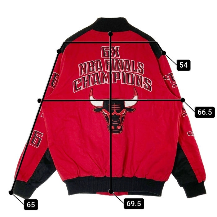 NBA CHICAGO BULLS シカゴ・ブルズ 6x NBA FINALS CHAMPIONS 全刺繍 スタジャン レッド sizeL 瑞穂店