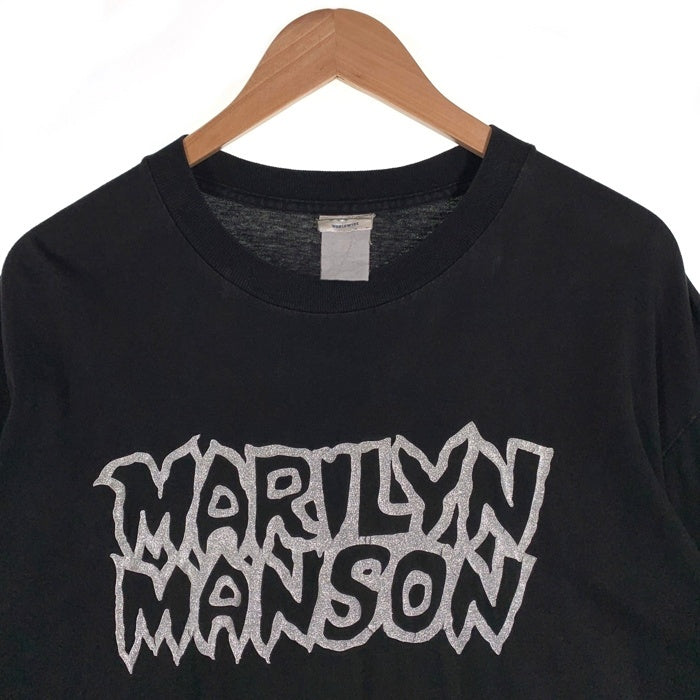 90's Winterland ウィンターランド MARILYN MANSON マリリンマンソン ラメプリント コピーライト1995 EVERLASTING COCKSUCKER 半袖 Tシャツ ブラック Size XL相当 福生店