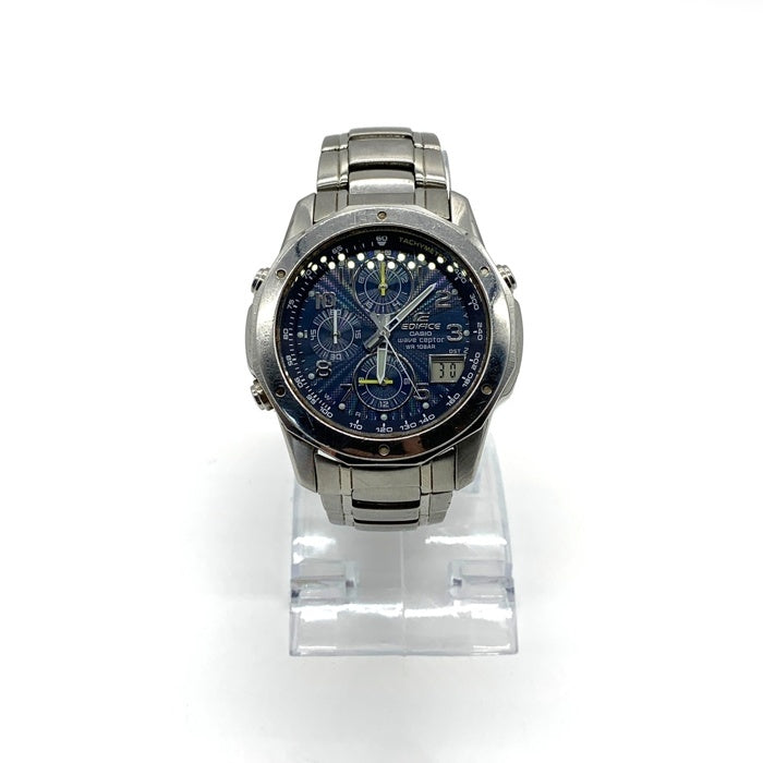 CASIO カシオ EDIFICE エディフィス ステンレススチール製 タフソーラー 腕時計 ネイビー シルバー EQW-700 福生店