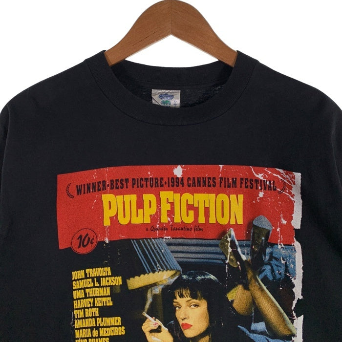 90's PULP FICTION パルプフィクション プリントTシャツ ブラック USA製 ウィンターランド 袖裾シングル Size L 福生店