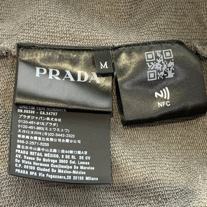PRADA プラダ ジップアップスウェットパーカー フードナイロン チャコールグレー SJN266 Size M 福生店