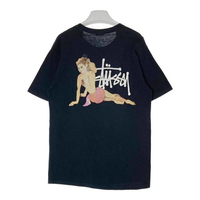 STUSSY ステューシー ピンナップガール ストックロゴ Tシャツ ブラック sizeM 瑞穂店