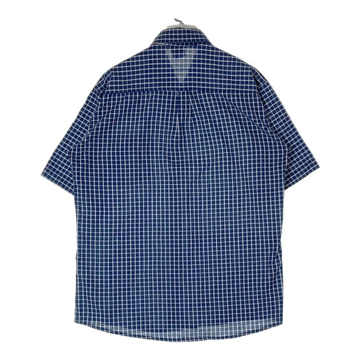 STUSSY ステューシー  銀タグ USA製 ボタンダウン 半袖 チェックシャツ ブルー sizeL 瑞穂店