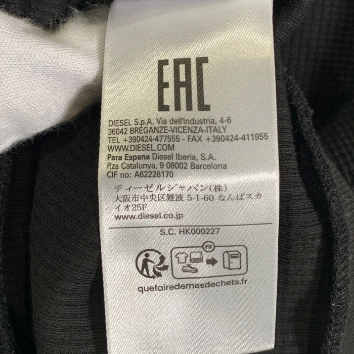DIESEL ディーゼル S-PEWTER ラバーロゴパッチ ワッフル ロングスリーブカットソー ブラック Size M 福生店