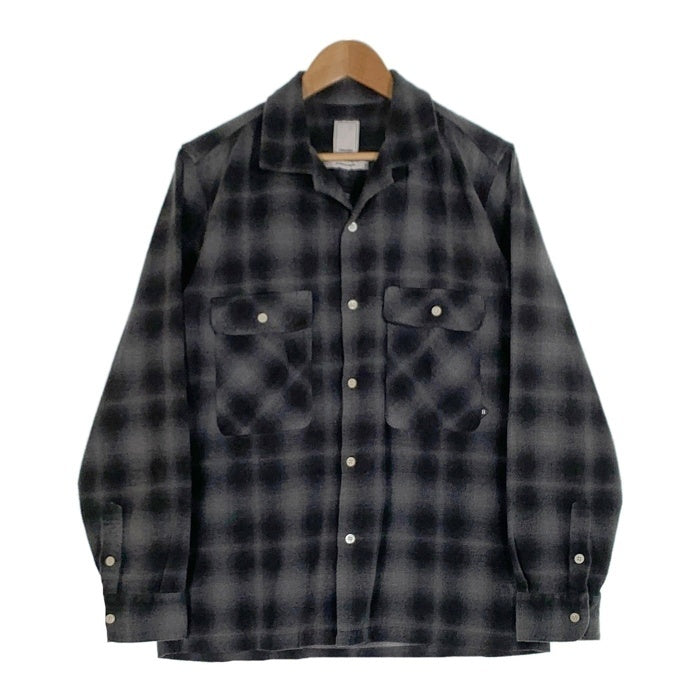 Liberaiders リベレイダース 18AW PLAID FLANNEL SHIRT オンブレチェック オープンカラーフランネルシャツ ブラック グレー 77101 Size L 福生店