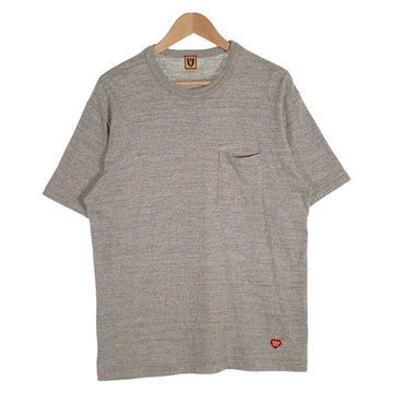 HUMAN MADE ヒューマンメイド POCKET T-SHIRTS ポケットTシャツ グレー 裾ロゴワッペン Size L 福生店