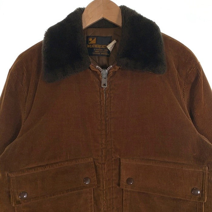 70's WEATHERCASTER ウェザーキャスター ジップアップコーデュロイジャケット 襟ボア リブ ブラウン USA製 Size 38 福生店