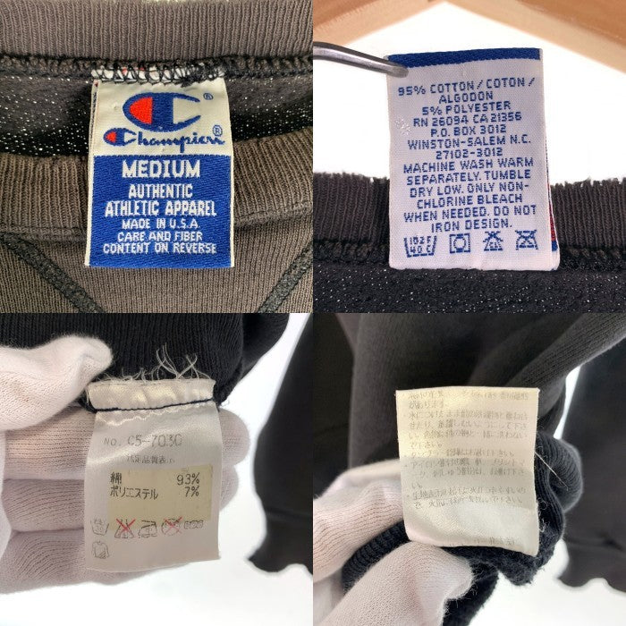 90's Champion チャンピオン クルーネック スウェット ロゴ刺繡 チャコールグレー USA製 Size M 福生店
