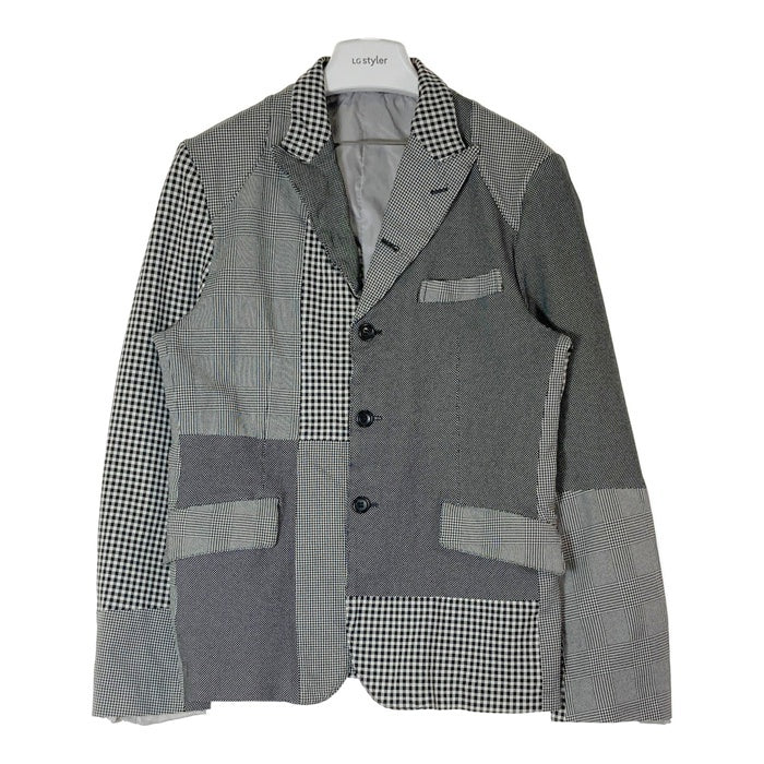 COMME des GARCONS HOMME コムデギャルソンオム HF-J040 AD2010 クレイジーチェックパターン 4つボタン テーラードジャケット ブラック sizeM 瑞穂店