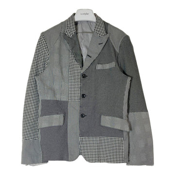 COMME des GARCONS HOMME コムデギャルソンオム HF-J040 AD2010 クレイジーチェックパターン 4つボタン テーラードジャケット ブラック sizeM 瑞穂店