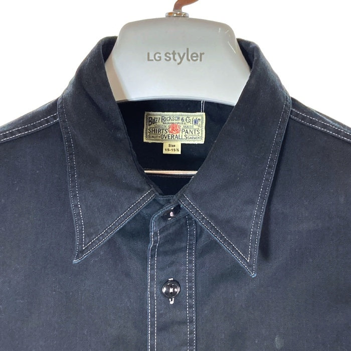 BUZZ RICKSON'S バズリクソンズ BR26081 ヘリンボーン コットンツイル 長袖ワークシャツ ブラック size15-15 1/2 瑞穂店