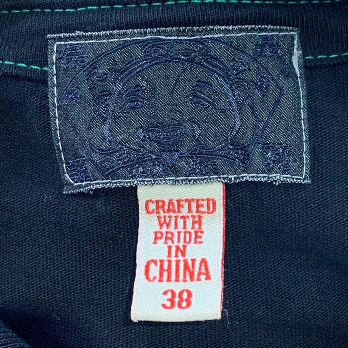 EVISU エヴィス カモメプリント Tシャツ ブラック ステッチグリーン Size 38 福生店