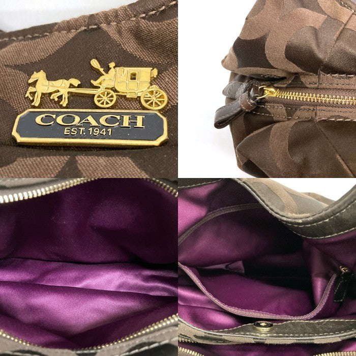 COACH コーチ 17689 マディソンオプアート サテンマギー トートバッグ ブラウン 瑞穂店
