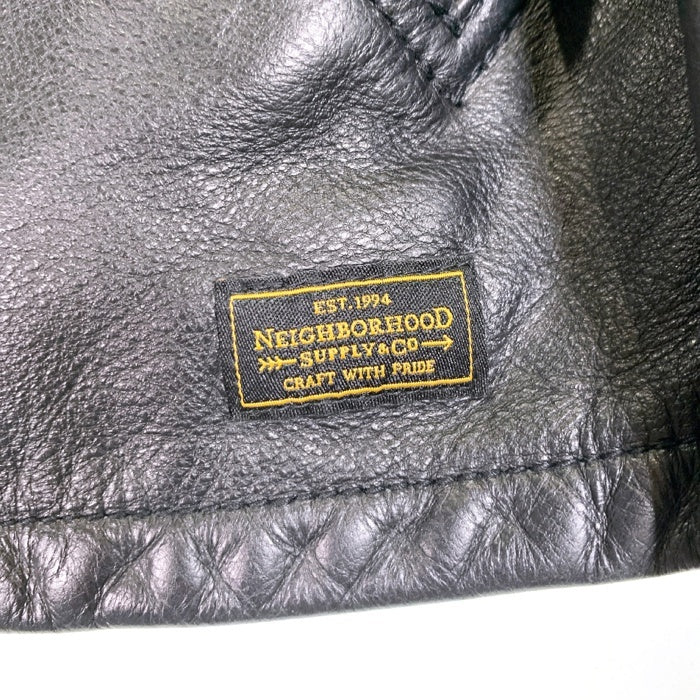 NEIGHBORHOOD ネイバーフッド 14AW SRJ CL-JKT カウレザー ダブルレザージャケット ブラック ウールチェックライナー 142SSNH-JKM01 Size L 福生店