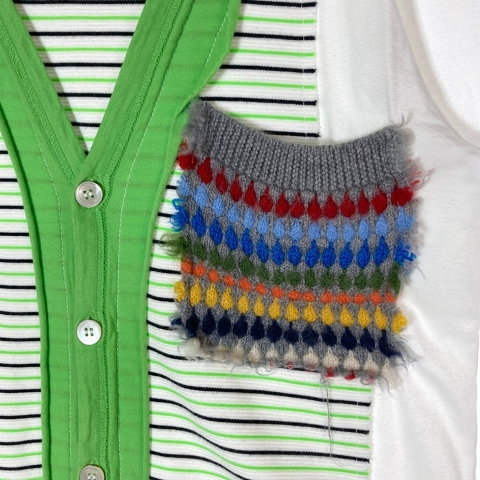 COMME des GARCONS HOMME PLUS コムデギャルソンオムプリュス AD2009 PE-T021 Vネック風 パッチワーク Tシャツ ホワイト sizeS 瑞穂店