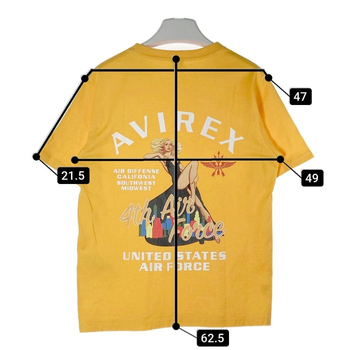 AVIREX アヴィレックス 4th Air Force ピンナップガールプリント Tシャツ イエロー sizeM 瑞穂店
