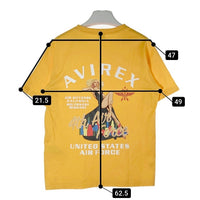 AVIREX アヴィレックス 4th Air Force ピンナップガールプリント Tシャツ イエロー sizeM 瑞穂店