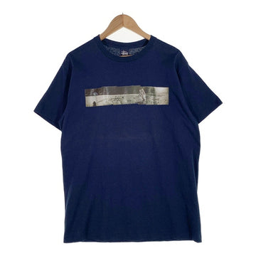 90's STUSSY ステューシー moon landing フォトプリント Tシャツ ネイビー 月面着陸 紺タグ USA製 Size XL 福生店