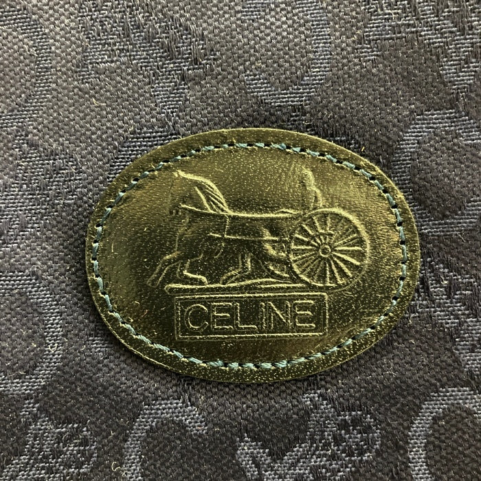 CELINE セリーヌ ヴィンテージ ノエビアコラボ Cマカダム ハンドバッグ ノベルティ 馬車ロゴ キャンバス ネイビー 瑞穂店