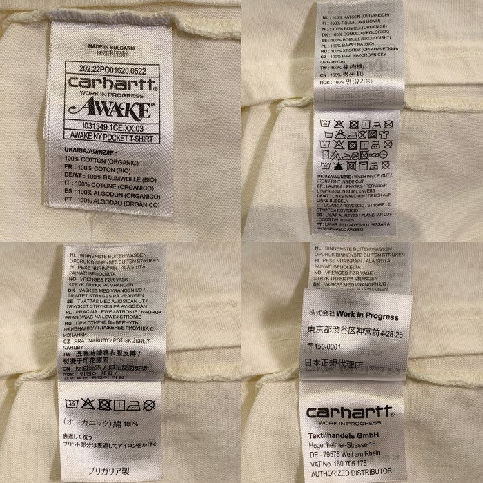 Carhartt W.I.P カーハート AWAKE NY アウェイク POKET T-SHIRT ポケットTシャツ バックプリント ホワイト Size L 福生店