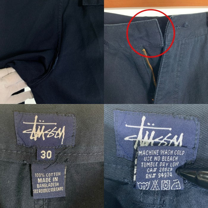 90-00's STUSSY ステューシー チノツイル カーゴパンツ ネイビー バングラデシュ製 紺タグ Size 30 福生店