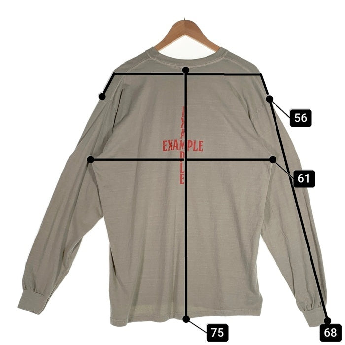 EXAMPLE エグザンプル JESUSIS L/S TEE ジーザス プリント 長袖 Tシャツ ロンT カーキ ex24aw-to-0006 Size XL 福生店