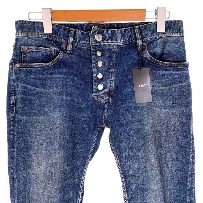TMT ティーエムティー 20AW HYBRID-STRETCH DENIM 5P FRONT POINT CROPPED TAPERED ハイブリッドストレッチデニム ジーンズ スリム アンクル インディゴ USED/ダメージ加工 TPT-F2003 Size M 福生店