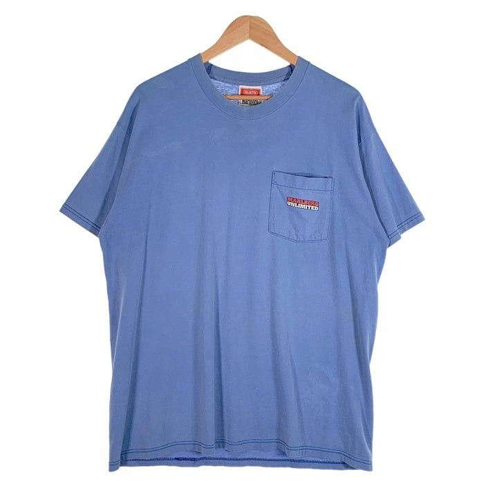 90's Marlboro マルボロ UNLIMITED コヨーテ バックプリント ポケットTシャツ ライトブルー USA製 Size F 福生店