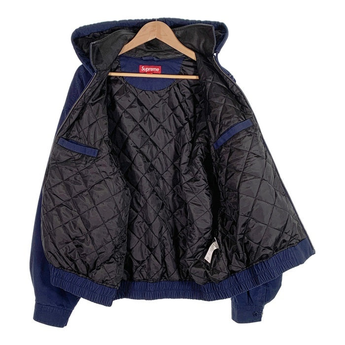 SUPREME シュプリーム 24AW Leather Collar Utility Jacket レザーカラー ユーティリティジャケット ワーク ネイビー 3Mシンサレート Size L 福生店