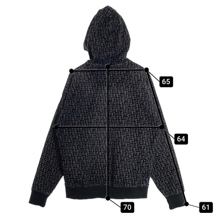 DIESEL ディーゼル 23AW D-UM-RIB-NE モノグラム プルオーバー パーカー フーディー ブラック チャコール Size M 福生店