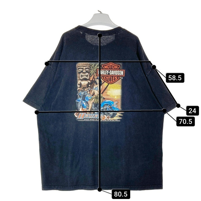 HARLEY DAVIDSON ハーレーダビッドソン HAWAII 両面プリント Tシャツ ブラック size- 瑞穂店