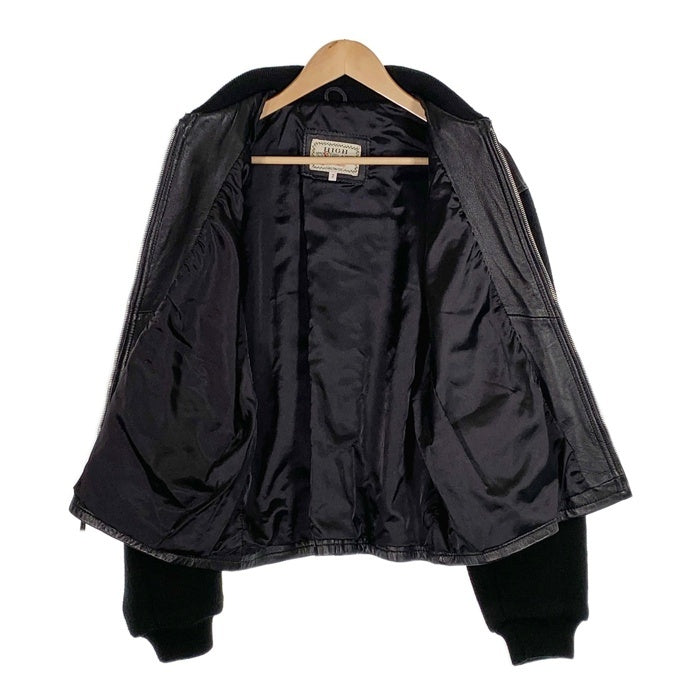 HIGH STANDARD SPORTSWEAR ハイスタンダード レザージップアップジャケット ブラック ニットスリーブ ハリウッドランチマーケット Size 2 福生店