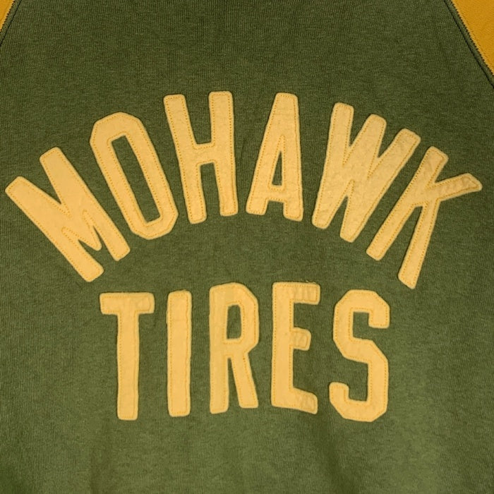 WAREHOUSE ウエアハウス MOHAWK TIRES フェルトワッペン ラグランスリーブ スウェットトレーナー グリーン イエロー Size 42 福生店