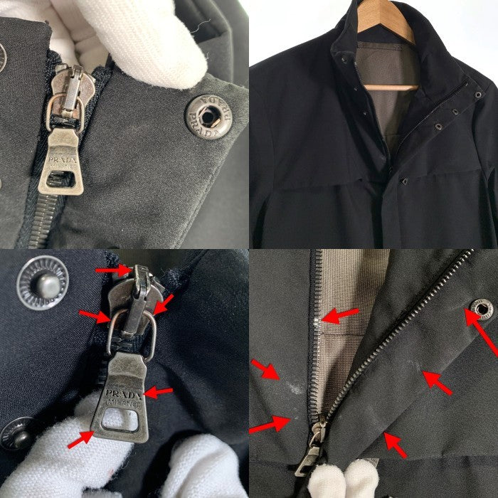 PRADA SPORT プラダスポーツ スタンドカラー ポリエステル ナイロン ジップアップジャケット ブラック WIND STOPPER SGV980 Size 46 福生店
