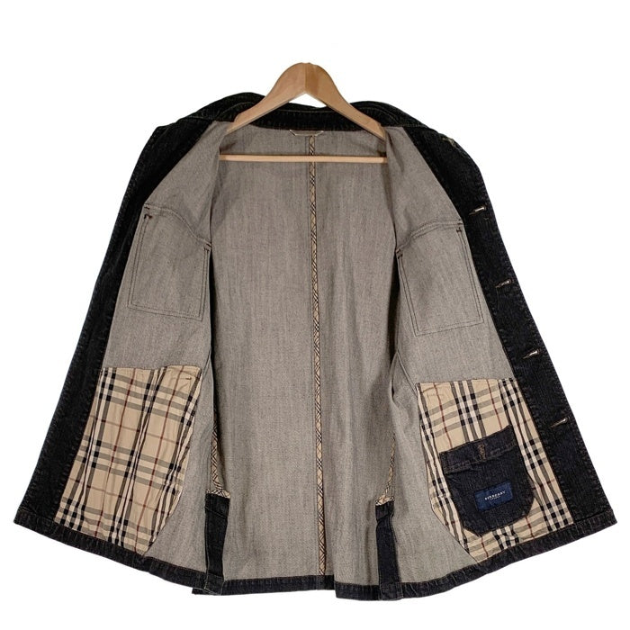 BURBERRY LONDON バーバリーロンドン ブラックデニムジャケット ミドル丈 ノバチェック BBP39-705-08 Size LL 福生店
