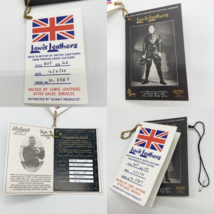 Lewis Leathers ルイスレザー 60T Tight Fit Corsair タイトフィット コルセア 千鳥格子裏地 ベージュジップテープ リアルハイド レザージャケット ブラック size42 瑞穂店