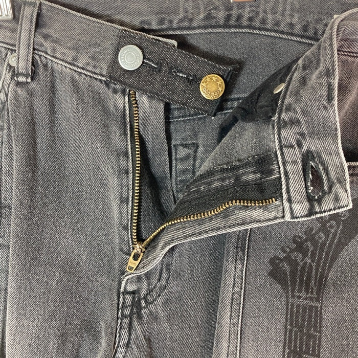 HYSTERIC GLAMOUR ヒステリックグラマー 23AW 01233AP01 GUITAR GIRL ギターガール センタースリット デニムパンツ ブラック size28 瑞穂店