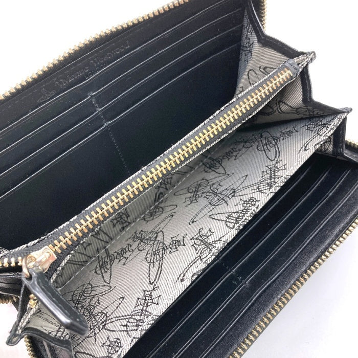 Vivienne Westwood ヴィヴィアンウエストウッド ラウンドジップ長財布 オーブ 箱付き ブラック 瑞穂店