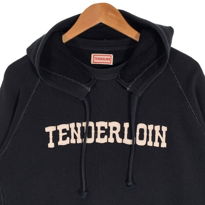 TENDERLOIN テンダーロイン T-PARKA 後付け プルオーバースウェットパーカー ブラック ラグランスリーブ フェルトワッペン Size L 福生店