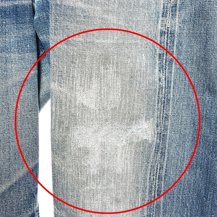 DENIME ドゥニーム 推定旧ドゥニーム コインポケット耳付き Vステッチ 月桂樹ボタン セルビッジ デニムパンツ ライトインディゴ size- 瑞穂店