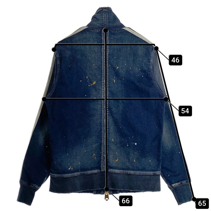 TMT ティーエムティー 19AW SWEATLIKE-INDIGO DENIM TRACK JACKET スウェットデニムトラックジャケット インディゴ ダメージ/ペンキ加工 TJK-F1903 Size L 福生店